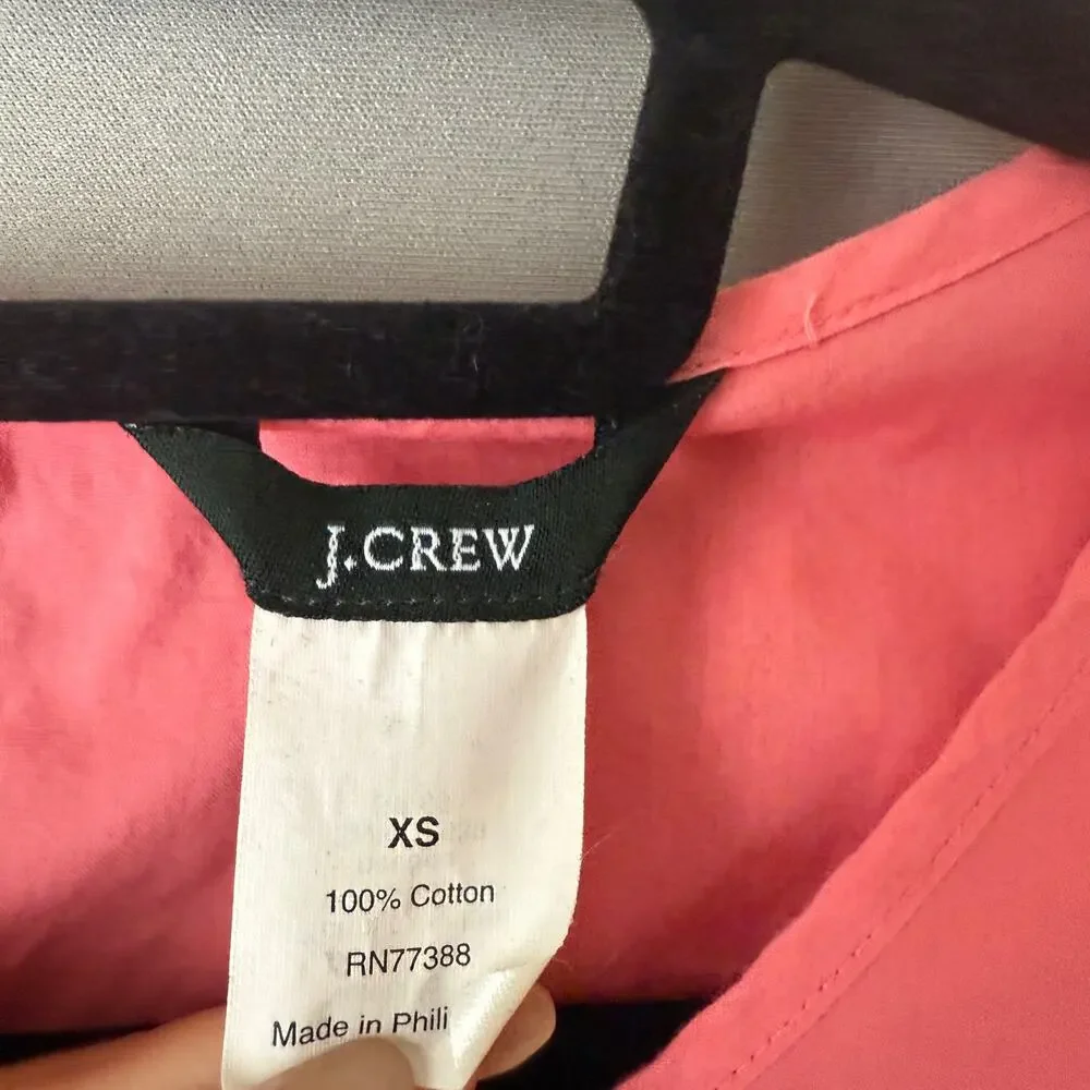 J. Crew sz XS pink 100% cotton‎ shift mod sleeveless mini dress